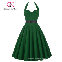 Grace Karin Schatz Backless Halter Nylon-Baumwolle Dunkelgrün 50s Vintage Retro Kleid CL008950-7